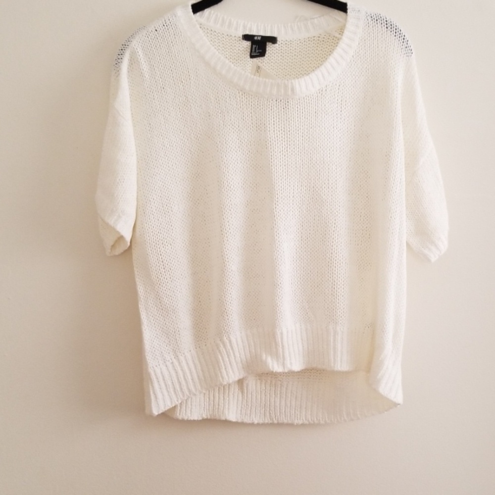 New H&M White Summer Short Sleeve Sweater S